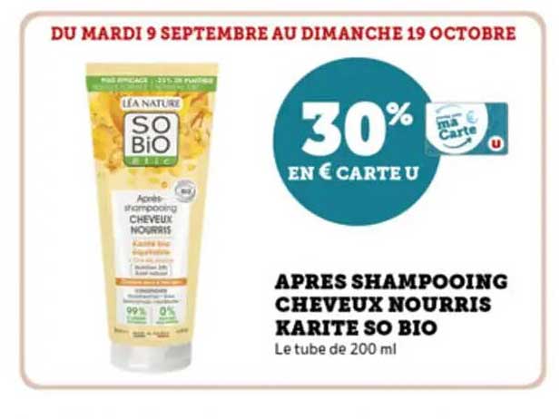 APRES SHAMPOOING CHEVEUX NOURRIS KARITE SO BIO