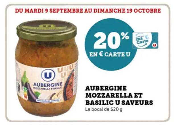 AUBERGINE MOZZARELLA ET BASILIC U SAVEURS