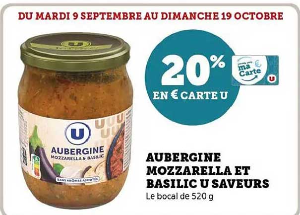 AUBERGINE MOZZARELLA ET BASILIC U SAVEURS