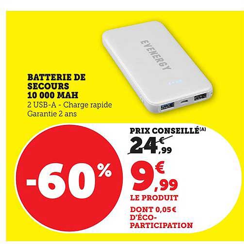 Batterie de secours 10 000 mAh