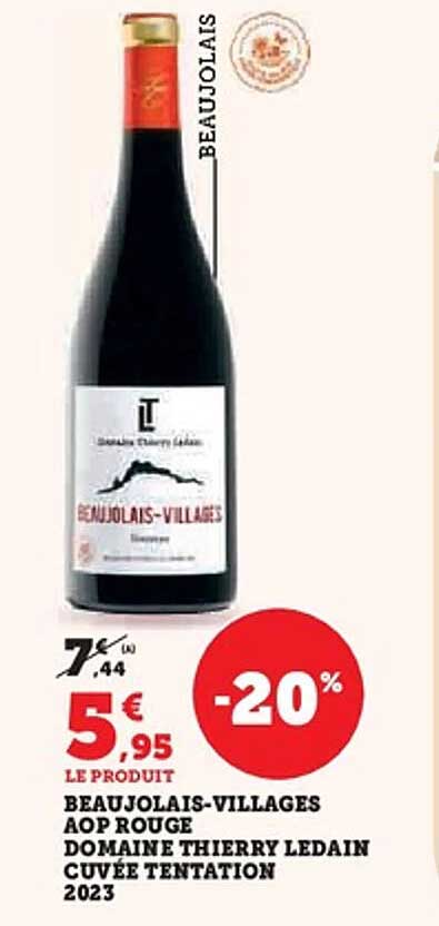 BEAUJOLAIS-VILLAGES AOP ROUGE DOMAINE THIERRY LEDAIN CUVÉE TENTATION 2023