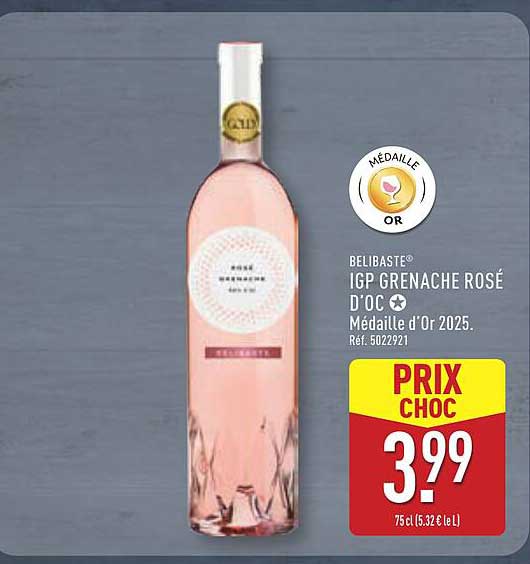 BELIBASTE® IGP GRENACHE ROSÉ D'OC ★ Médaillé d'Or 2025