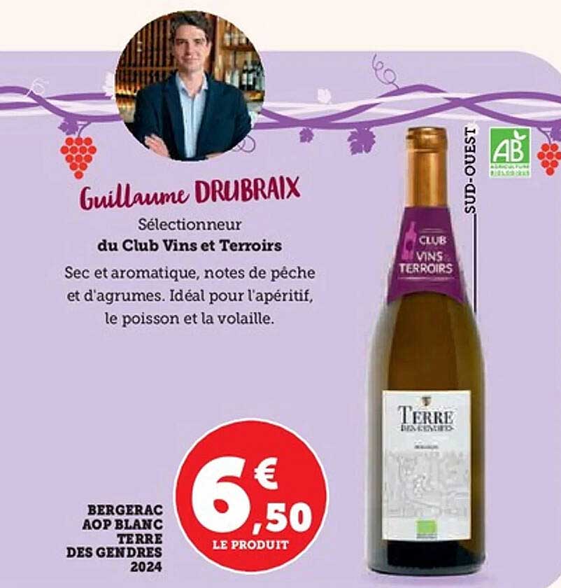 BERGERAC AOP BLANC TERRE DES GENDRES 2024