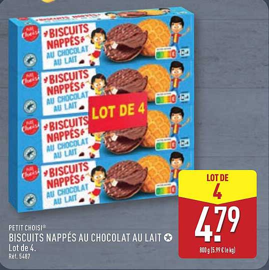 BISCUITS NAPPÉS AU CHOCOLAT AU LAIT - Lot de 4