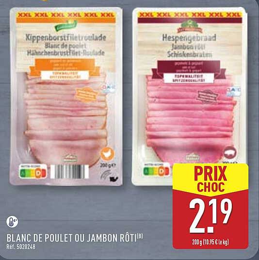 BLANC DE POULET OU JAMBON RÔTI