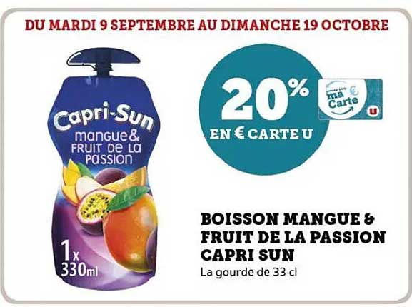 BOISSON MANGUE & FRUIT DE LA PASSION CAPRI SUN