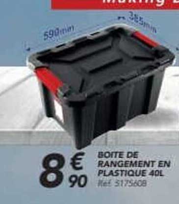 Boîte de rangement en plastique 40L