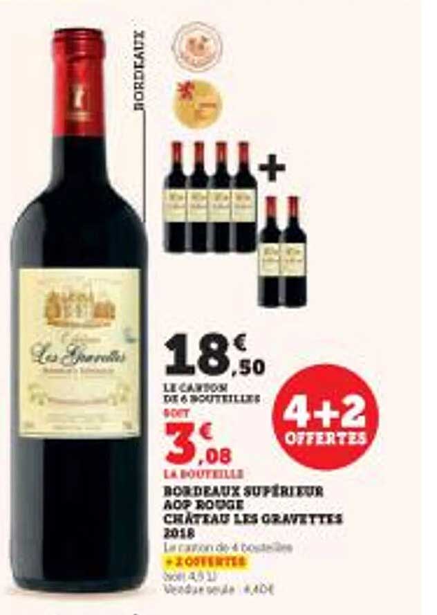 Bordeaux Supérieur AOP Rouge Châteaux Les Gravettes 2018