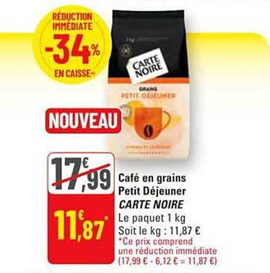 Café en grains Petit Déjeuner CARTE NOIRE