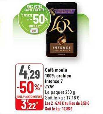 Café moulu 100% arabica Intense 7 L'OR