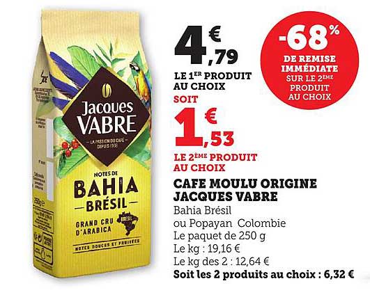 CAFE MOULU ORIGINE JACQUES VABRE