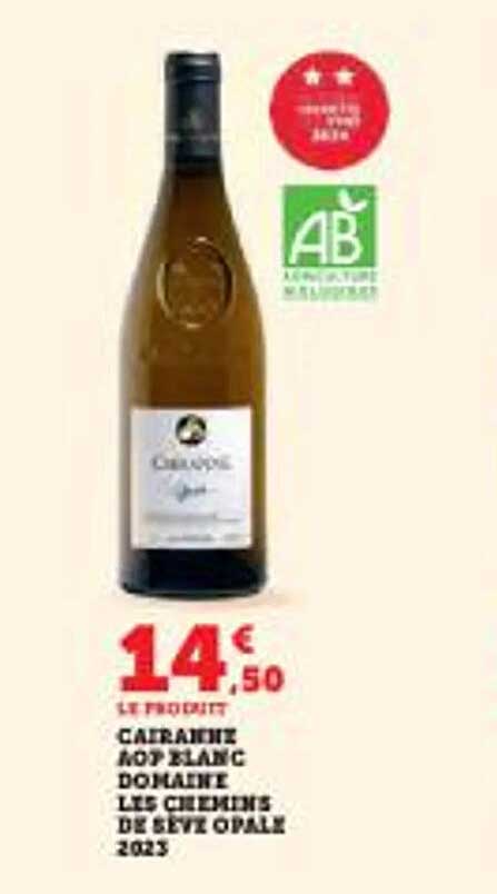 Cairanne AOP Blanc Domaine Les Chemins de Sève Opale 2023