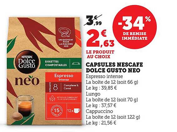 CAPSULES NESCAFE DOLCE GUSTO NEO