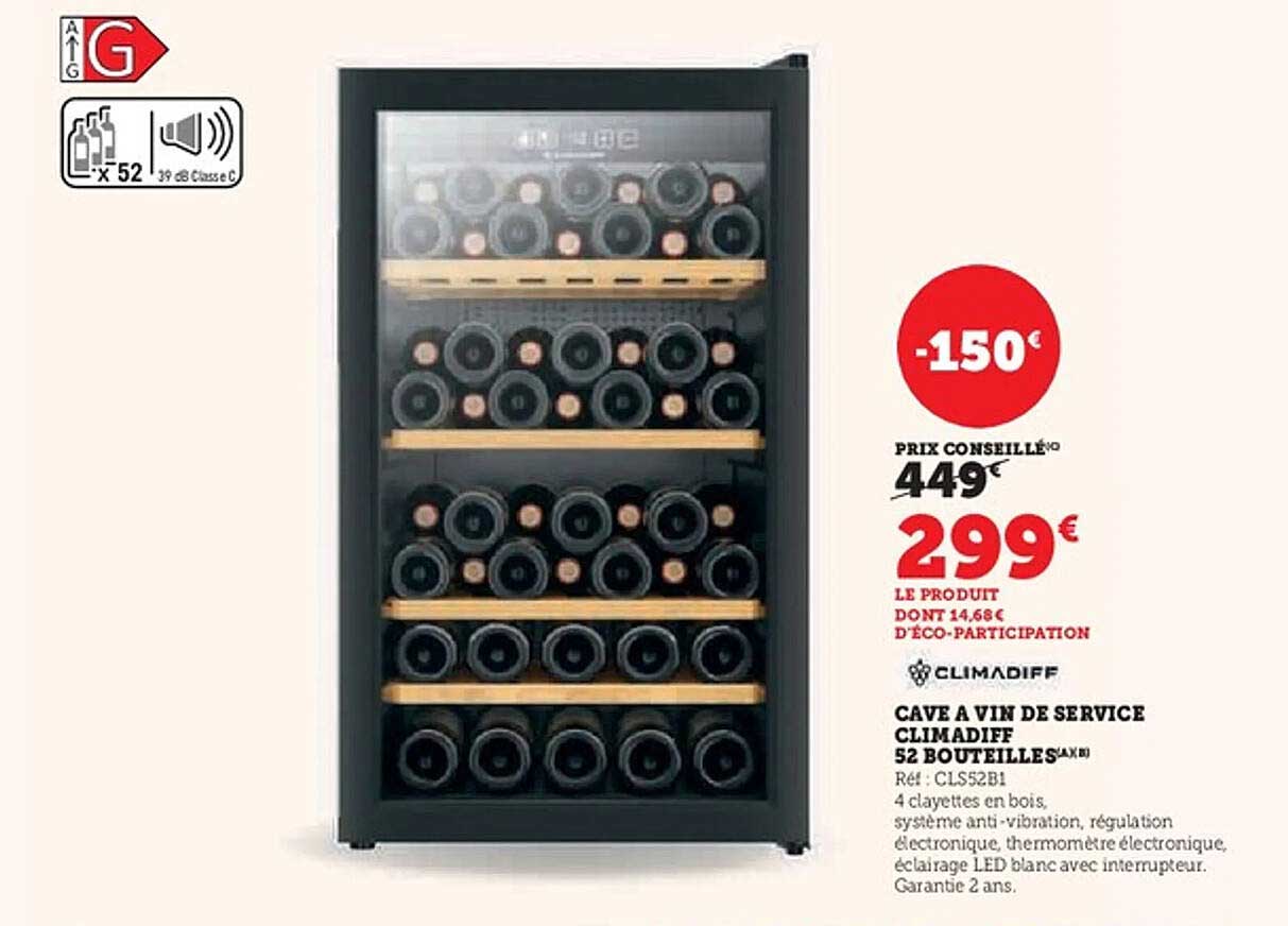 CAVE A VIN DE SERVICE CLIMADIFF 52 BOUTEILLES