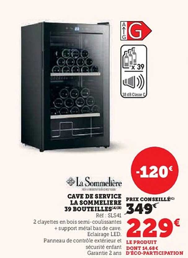 CAVE DE SERVICE LA SOMMELIERE 39 BOUTEILLES