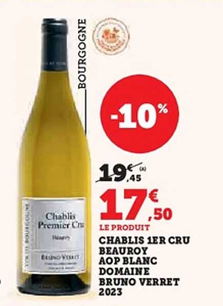 CHABLIS 1ER CRU BEAUROY AOP BLANC DOMAINE BRUNO VERRET 2023