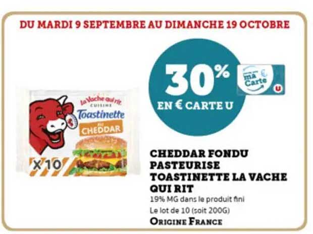CHEDDAR FONDU PASTEURISE TOASTINETTE LA VACHE QUI RIT