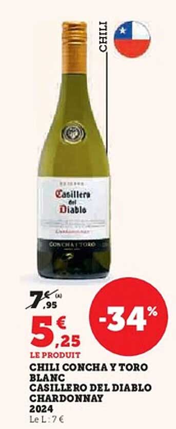 CHILI CONCHA Y TORO BLANC CASILLERO DEL DIABLO CHARDONNAY 2024