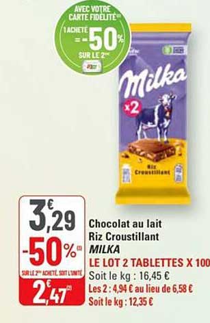 Chocolat au lait Riz Croustillant MILKA
