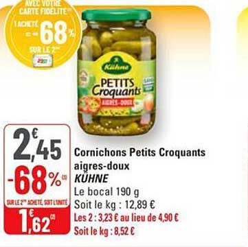 Cornichons Petits Croquants aigres-doux KÜHNE