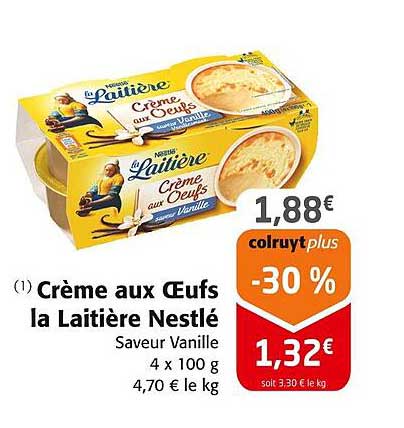 Crème aux Œufs la Laitière Nestlé Saveur Vanille