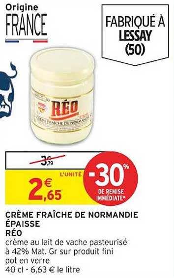 CRÈME FRAÎCHE DE NORMANDIE ÉPAISSE RÉO