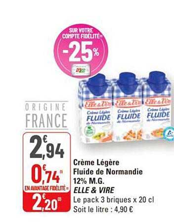 Crème Légère Fluide de Normandie 12% M.G.