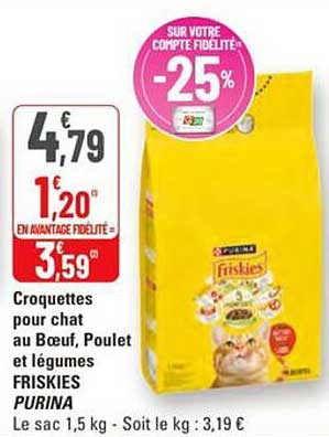 Croquettes pour chat au Bœuf, Poulet et légumes FRISKIES PURINA