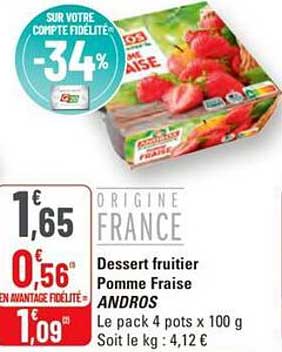 Dessert fruitier Pomme Fraise