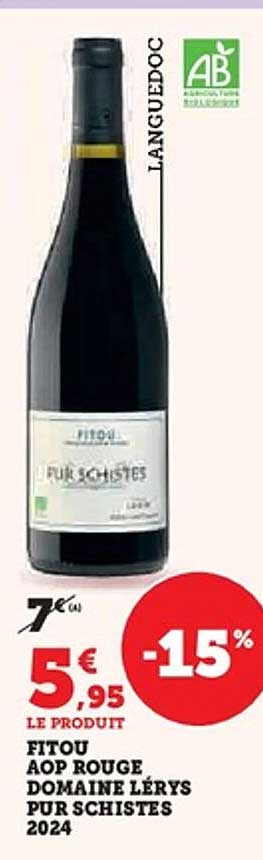 FITOU AOP ROUGE DOMAINE LÉRYS PUR SCHISTES 2024