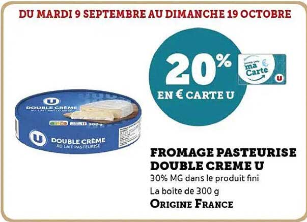 FROMAGE PASTEURISE DOUBLE CREME U