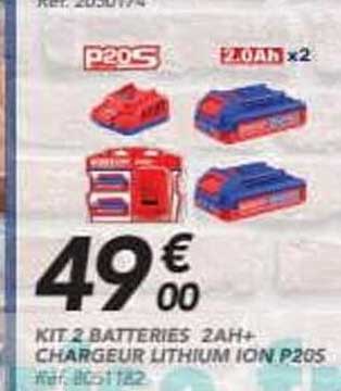 KIT 2 BATTERIES 2AH+ CHARGEUR LITHIUM ION P20S