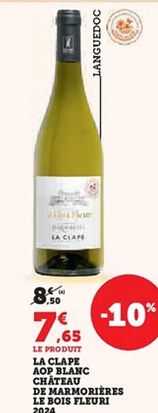 LA CLAPE AOP BLANC CHÂTEAU DE MARMORIÈRES LE BOIS FLEURI 2024