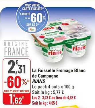 La Faisselle Fromage Blanc de Campagne RIANs