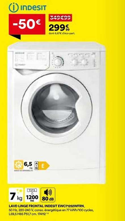 LAVE-LINGE FRONTAL INDESIT EWC71252WFRN