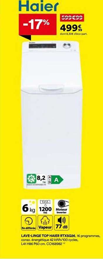 LAVE-LINGE TOP HAIER RTXSG26