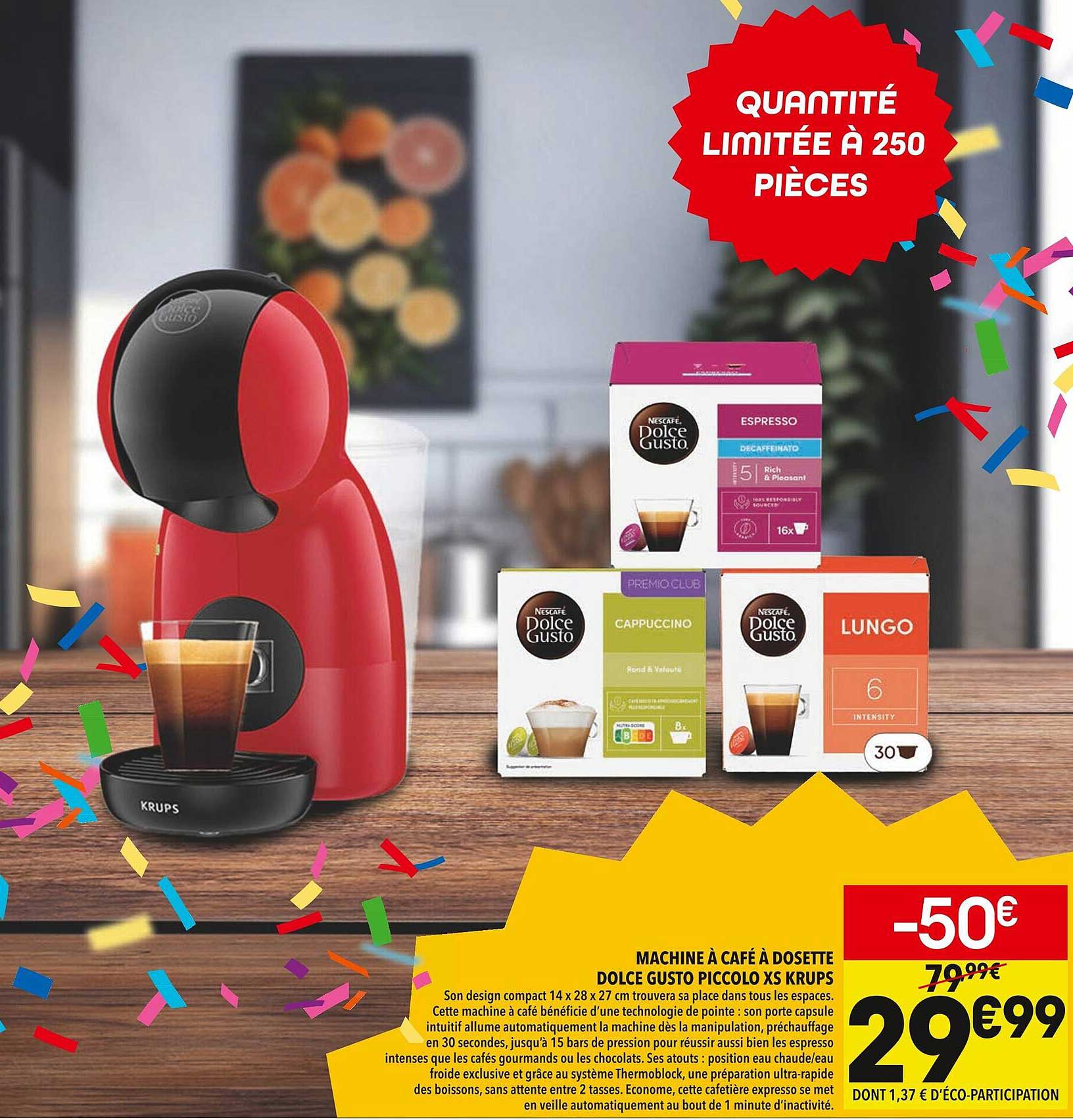 MACHINE À CAFÉ À DOSSETTE DOLCE GUSTO PICCOLO XS KRUPS