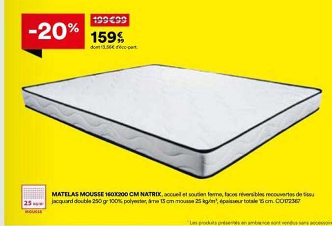 MATELAS MOUSSE 160X200 CM NATRIX