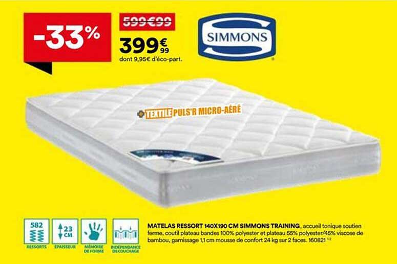 MATELAS RESSORT 140X190 CM SIMMONS TRAINING