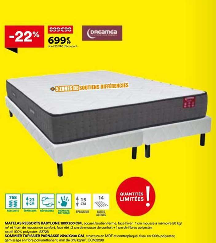 MATELAS RESSORTS BABYLONE 180X200 CM