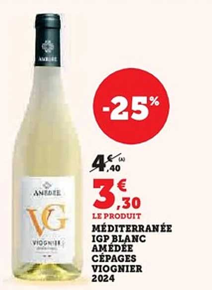 MÉDITERRANÉE IGP BLANC AMÉDÉE CÉPAGES VIOGNIER 2024