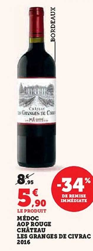 MÉDOC AOP ROUGE CHÂTEAU LES GRANGES DE CIVRAC 2016