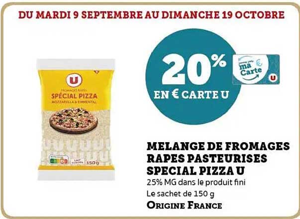 Mélange de fromages râpés pasteurisés Special Pizza U