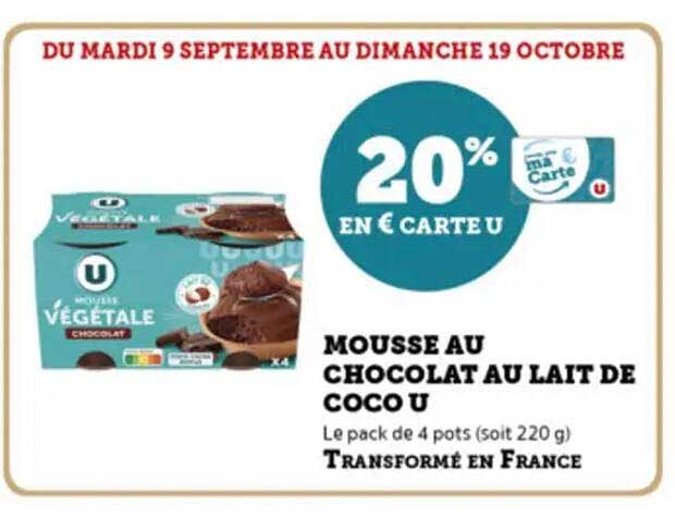 Mousse au Chocolat au Lait de Coco U