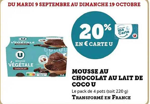 MOUSSE AU CHOCOLAT AU LAIT DE COCO U