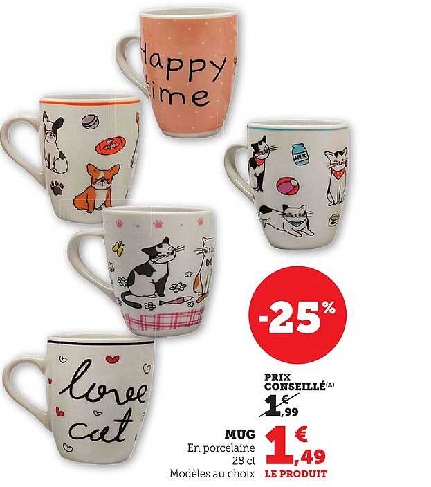 MUG - En porcelaine 28 cl - Modèles au choix