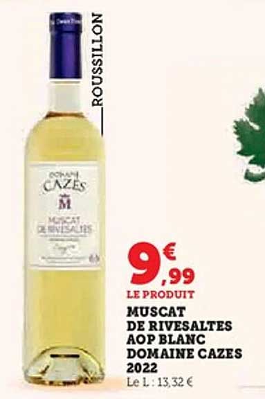 MUSCAT DE RIVESALTES AOP BLANC DOMAINE CAZES 2022