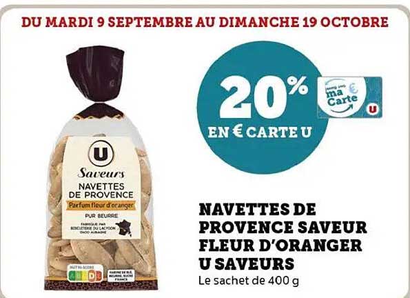NAVETTES DE PROVENCE SAVEUR FLEUR D’ORANGER U SAVEURS