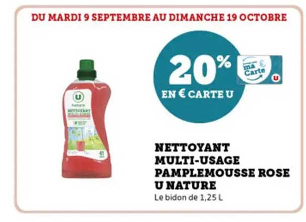 NETTOYANT MULTI-USAGE PAMPLEMOUSSE ROSE U NATURE
