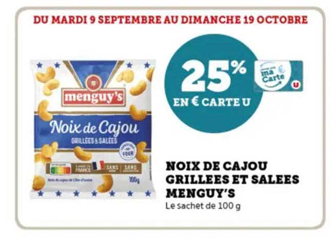 NOIX DE CAJOU GRILLEES ET SALEES MENGUY’S